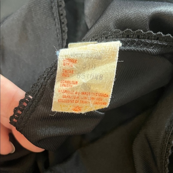 Vintage 80s 90s black satin lace midi slip dress M - Picture 2 of 5